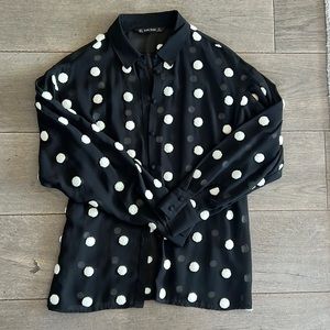 B&W Sheer Polka Dot Blouse